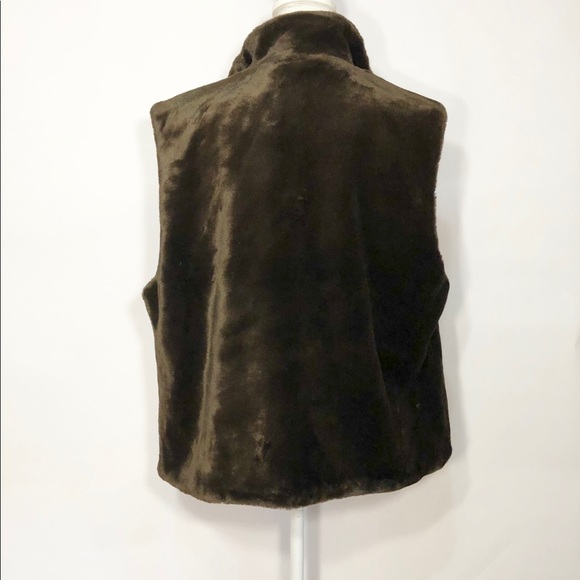 Blass Sport Vintage Reversible Faux Fur Chocolate Brown Zip Up Vest - Picture 4 of 8